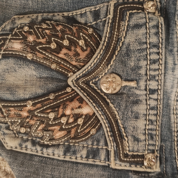 Miss Me 28 Curvy Skinny Jeans 28x30 Leopard Angel Wings Denim Women Embellished - Picture 2 of 8